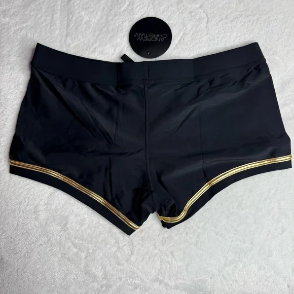 Andrew Christian Black and Gold Swim Trunks Sleek Design - Picture 4 of 5